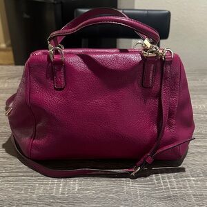 Elegant Raspberry Leather Coach Small Satchel Handbag